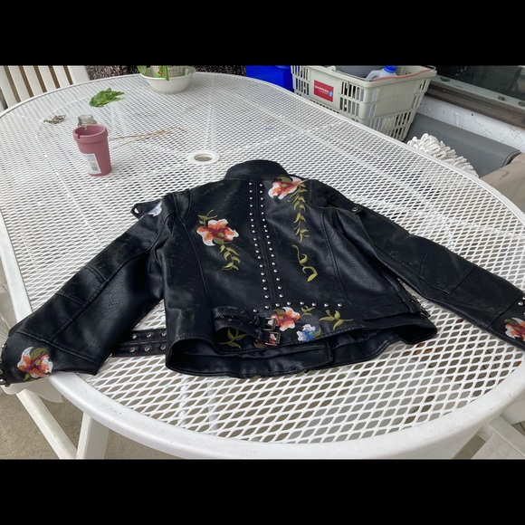 Faux leather jacket with embroidery - Picture 2 of 2